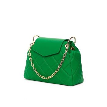Geantă din piele naturală  Evia - verde - 25x32x12cm - model de mână și de umăr
