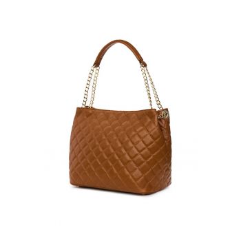 Geantă din piele naturală  Paloma - maro - 30x35x18cm - cu două compartimente