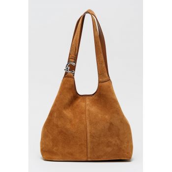 Geanta hobo din piele intoarsa C-Easy - Maro scortisoara