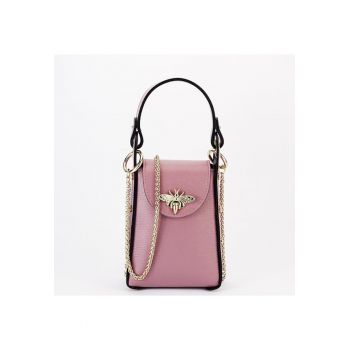 Geanta mica din piele naturala 1021 127 - Roz - 17x12x6