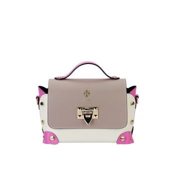 Geanta multicolora din piele naturala 1616 131 Multicolor - 15x21x10