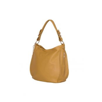 Geantă piele naturală  Edina galbenă - 2 compartimente - 29x36x13cm