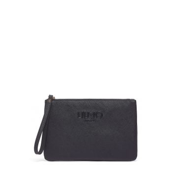 Geanta plic cu logo in relief - Negru