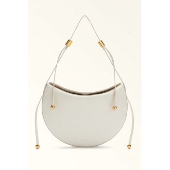 Geanta semiluna din piele - Alb murdar