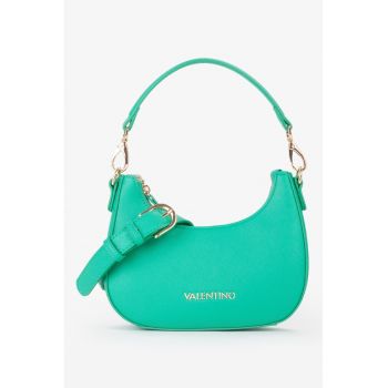 Geanta semiluna din piele ecologica cu bareta detasabila cu logo Zero - Turcoaz