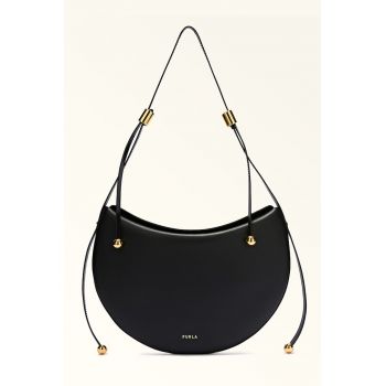 Geanta semiluna din piele - Negru