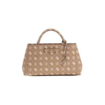 Geanta shopper din piele ecologica cu model logo Carrie - Maro camel