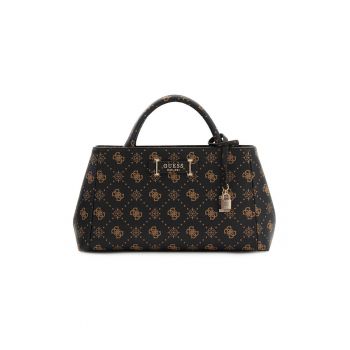 Geanta shopper din piele ecologica cu model logo Carrie - Negru/Bej