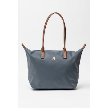 Geanta tote cu model monograma discreta Popette - Gri inchis