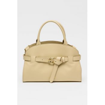Geanta tote de piele cu bareta decorativa Sabine - Bej