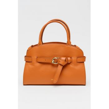 Geanta tote de piele cu bareta decorativa Sabine - Portocaliu stins