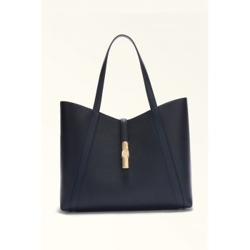 Geanta tote de piele Goccia - Albastru ultramarin