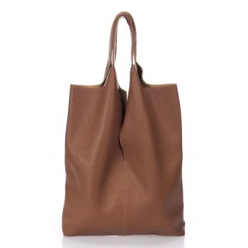 Geanta tote de piele - Maro inchis