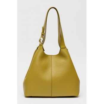 Geanta tote de piele - Verde masliniu