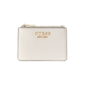 Portcart de piele ecologica cu logo metalic Patsie - Alb fildes