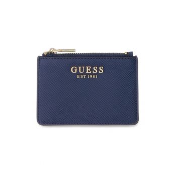 Portcart de piele ecologica cu logo metalic Patsie - Bleumarin