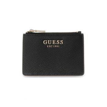 Portcart de piele ecologica cu logo metalic Patsie - Negru