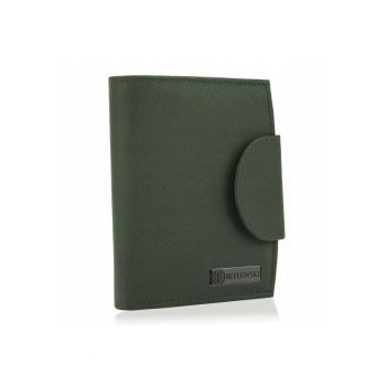 Portofel dama -  Piele naturala - 12.5 x 10.5 x 2 - Verde - Verde - 12.5 x 10.5 x 2