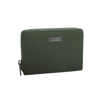 Portofel dama -  Piele naturala - 14.5 x 10 x 2.4 - Verde - Verde - 14.5 x 10 x 2.4