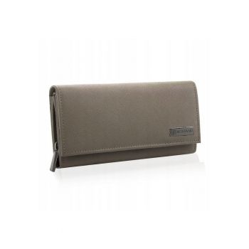 Portofel dama -  Piele naturala - 17.8 x 9.5 x 4 cm - Bej