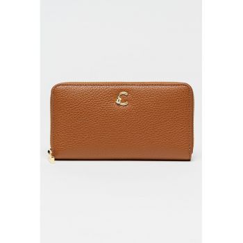 Portofel de piele cu fermoar C-Me - Maro scortisoara