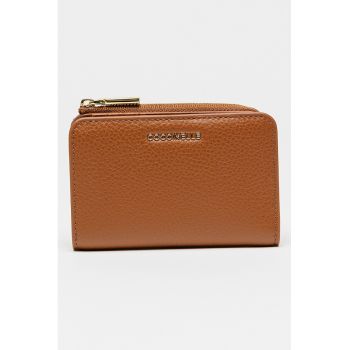 Portofel de piele cu fermoar - Maro scortisoara