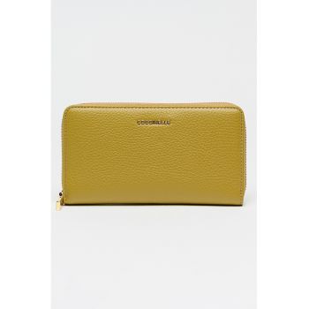 Portofel de piele cu fermoar - Verde masliniu