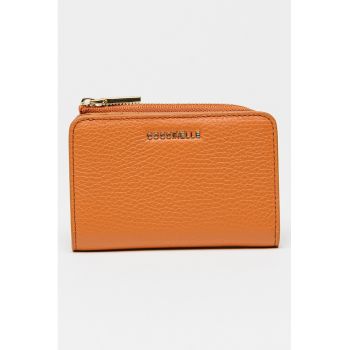 Portofel de piele cu logo metalic - Maro deschis