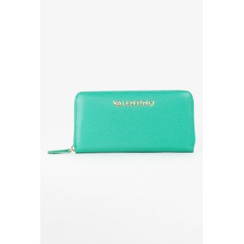 Portofel de piele ecologica cu fermoar Divina - Turcoaz