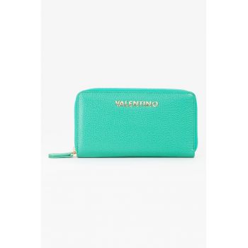 Portofel de piele ecologica cu fermoar Divina - Turcoaz
