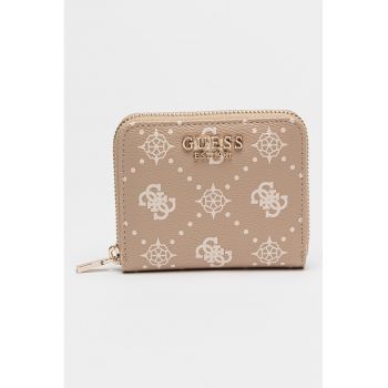 Portofel de piele ecologica cu logo Carrie - Alb/Verde/Roz