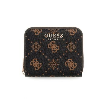 Portofel de piele ecologica cu logo Carrie - Negru/Maro