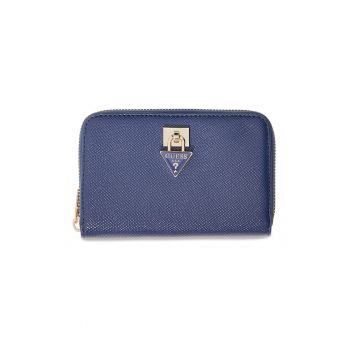 Portofel de piele ecologica cu logo metalic Patsie - Bleumarin