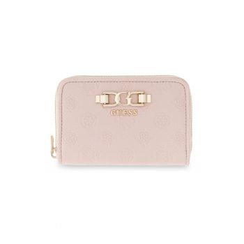 Portofel de piele ecologica cu logo si fermoar Anise - Roz deschis