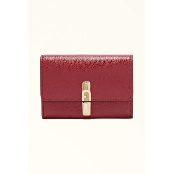 Portofel din piele cu clapa - Rosu inchis