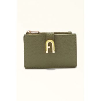 Portofel din piele cu logo - Kaki pal