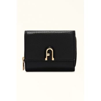 Portofel din piele cu logo - Negru