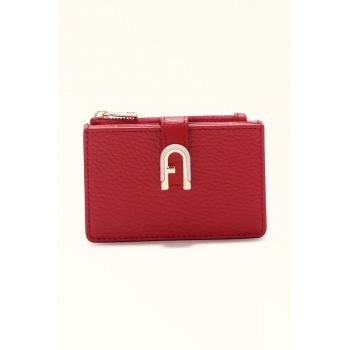 Portofel din piele cu logo - Rosu
