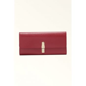 Portofel din piele cu logo - Rosu inchis