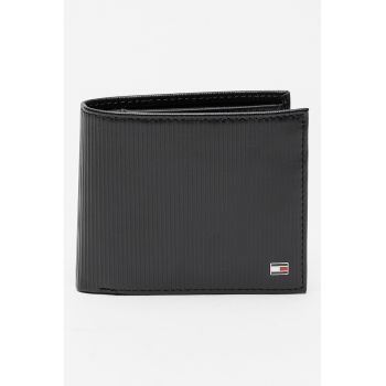 Portofel striat din piele Flag - Negru