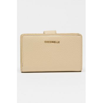 Portofel uni de piele - Maro nisip