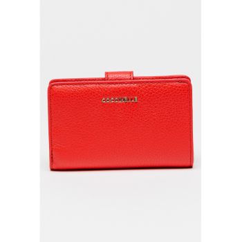 Portofel uni de piele - Rosu vermillion