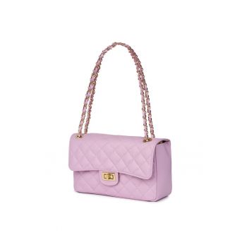 Poseta din piele matlasata Angela lila