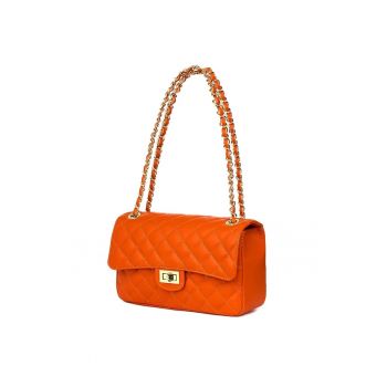 Poseta din piele matlasata Angela - Portocaliu