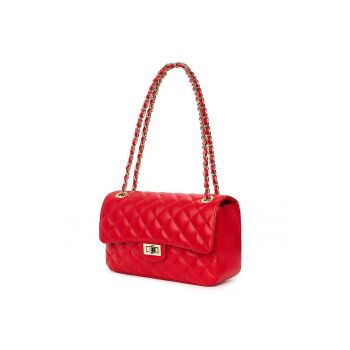 Poseta din piele matlasata Angela - Rosu