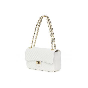 Poseta din piele matlasata Anna alba