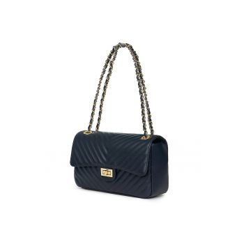 Poseta din piele matlasata Anna bleumarin