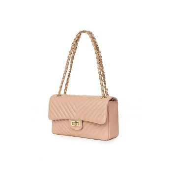 Poseta din piele matlasata Anna roz