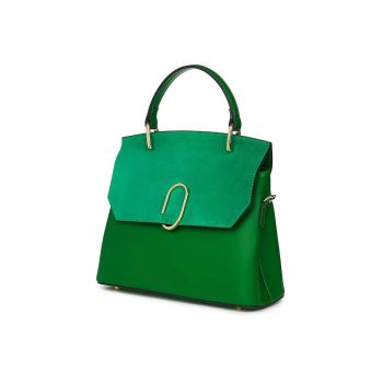 Poseta din piele naturala  Ruby - verde - 24x30x11cm - 2 compartimente