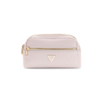 Etui din piele ecologica cu fermoar - Roz pal